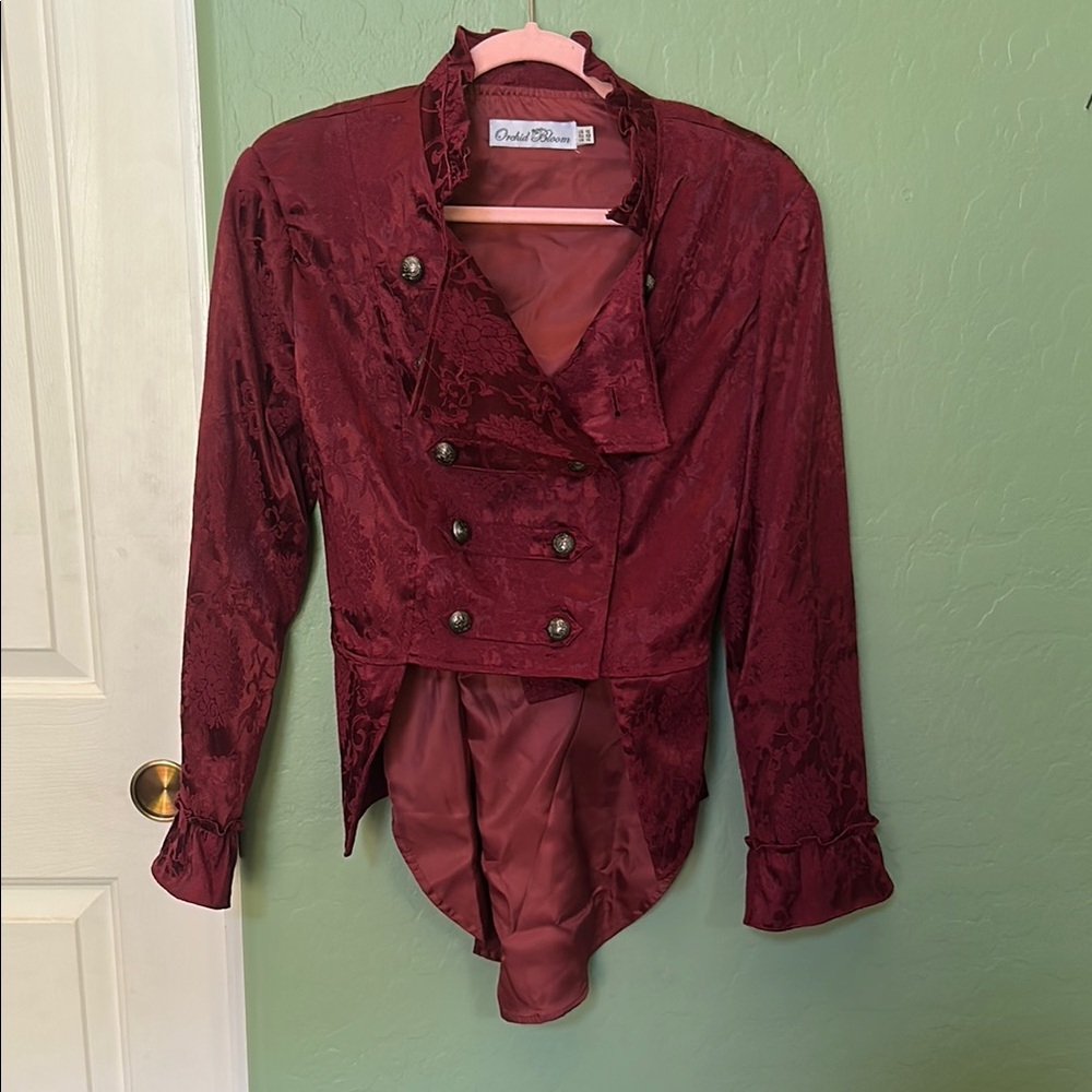 Orchid Bloom Burgundy brocade cropped jacket